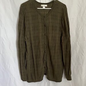 #116 CJ Banks Green Button Down Sweater